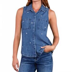 NEW BILLY T scarlett sleeveless shirt in denim